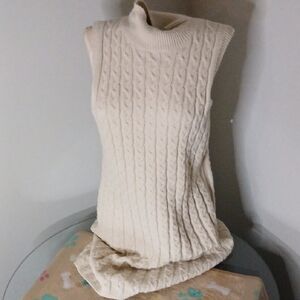 Entro Cream Cable Knit Turtleneck Sweater
